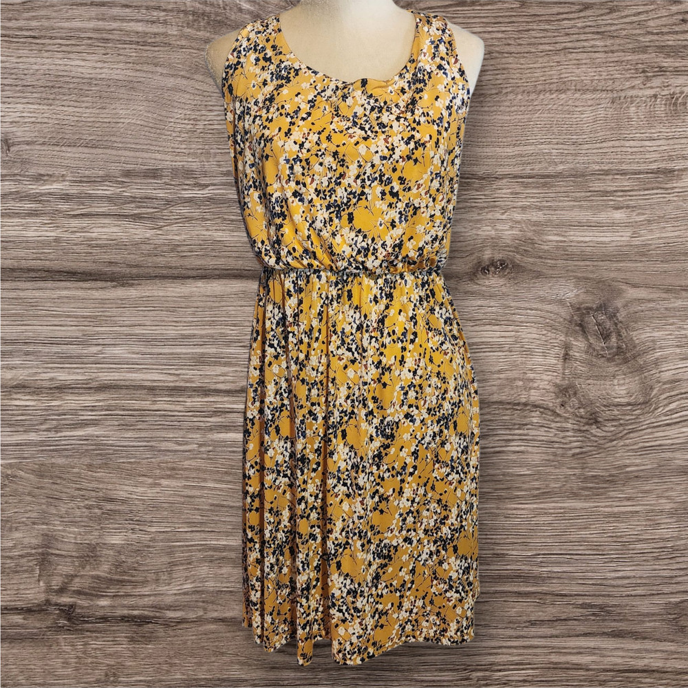 Kaileigh X stitch fix textured floral print yellow racerback dress woman size XL